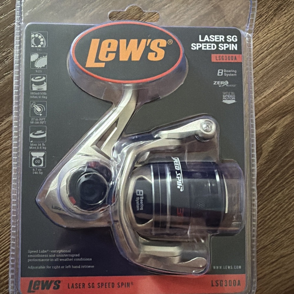 Lews Laser SG Speed Spin LSG300A Spinning Fishing Reel 8 Bearing System NEW